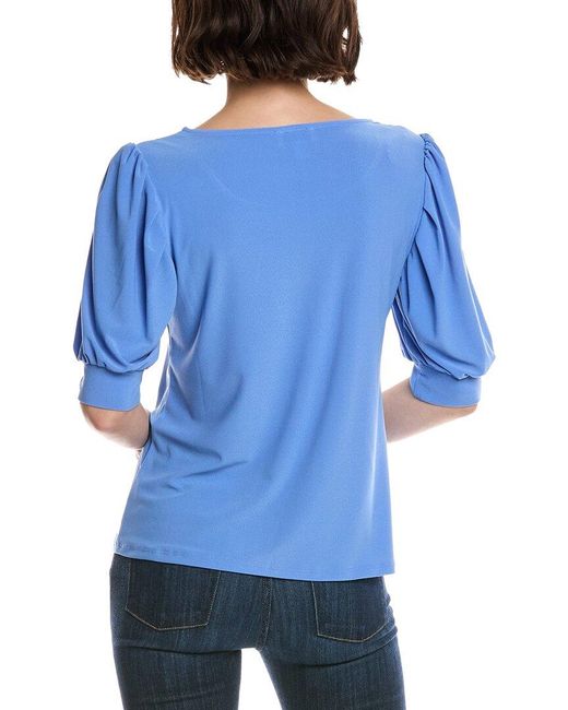 Cece Blue Shirred Top