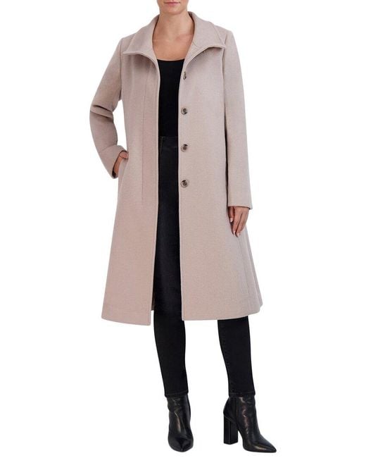 Cole Haan Natural Stand Collar Wool-Blend Pant Coat