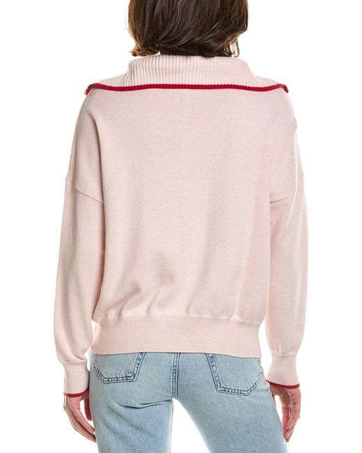 Brodie Cashmere Pink Tipped 1/2-Zip Cashmere-Blend Pullover