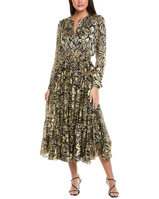 Tahari Green The Francesca Silk-Blend Midi Dress