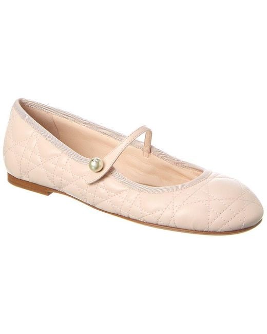 Dior Pink Quilted Leather Pearl Ballerina Flats