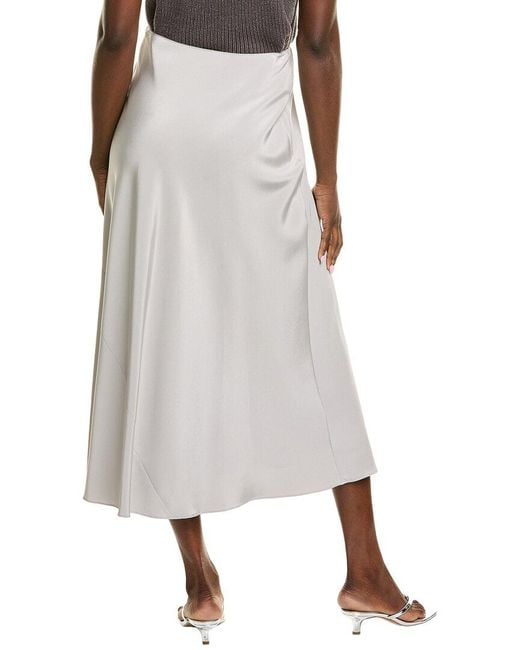 Lafayette 148 New York Gray Bias Cut Flared Silk-Blend Maxi Skirt