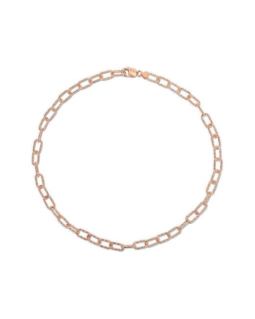 Italian Silver Metallic 18k Rose Gold Over Paperclip Chain Necklace
