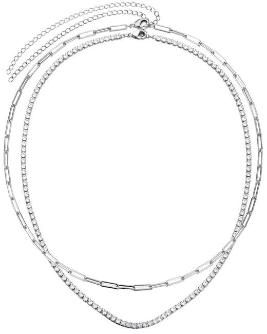 Adornia Metallic Plated Tennis & Paperclip Chain Necklace