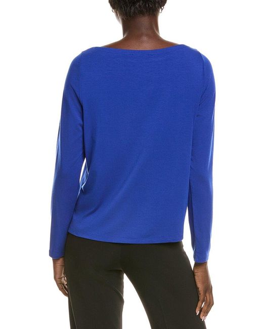 Eileen Fisher Blue Bateau Neck Top