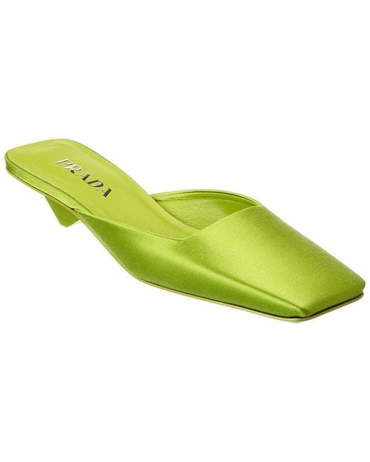 Prada Satin Mule in Yellow | Lyst