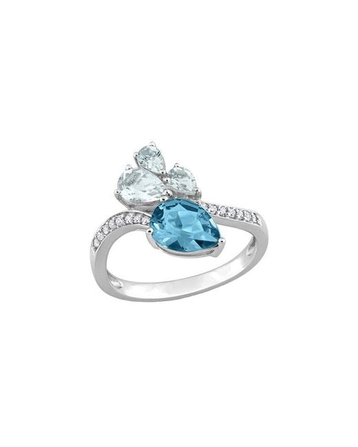 Rina Limor Blue 14k 2.03 Ct. Tw. Diamond & Gemstone Toi Et Moi Ring