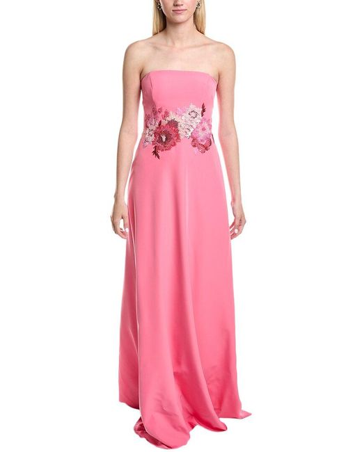 Rene Ruiz Pink Sequin Empire-Waist Column Gown