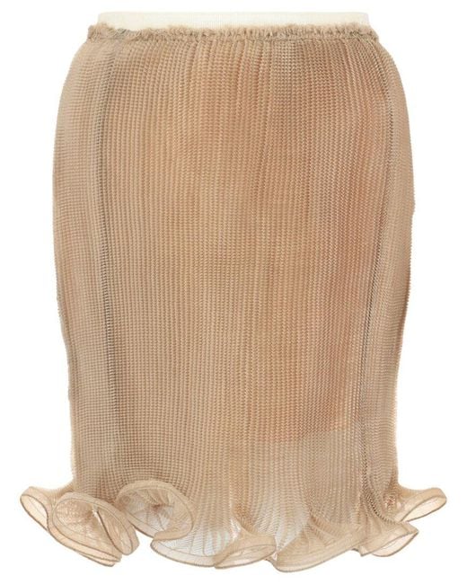 Givenchy Natural Pleated Mini Skirt W Ruffled Bot