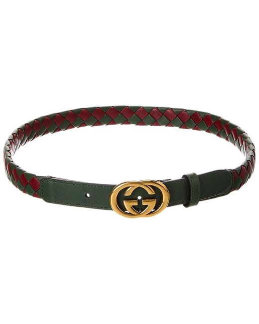 Gucci Interlocking G Woven Leather Belt in Black Lyst UK