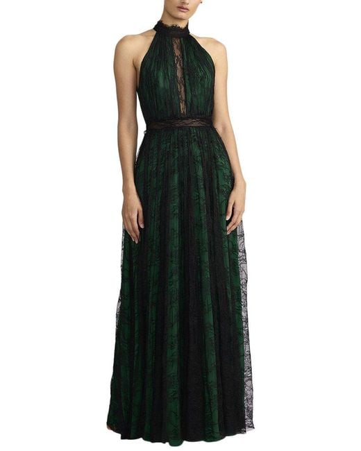 Zac Posen Green Lace Overlay Gown