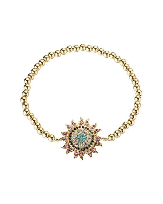 Eye Candy LA Metallic Luxe Collection 18k Plated Cz Beaded Stretch Bracelet