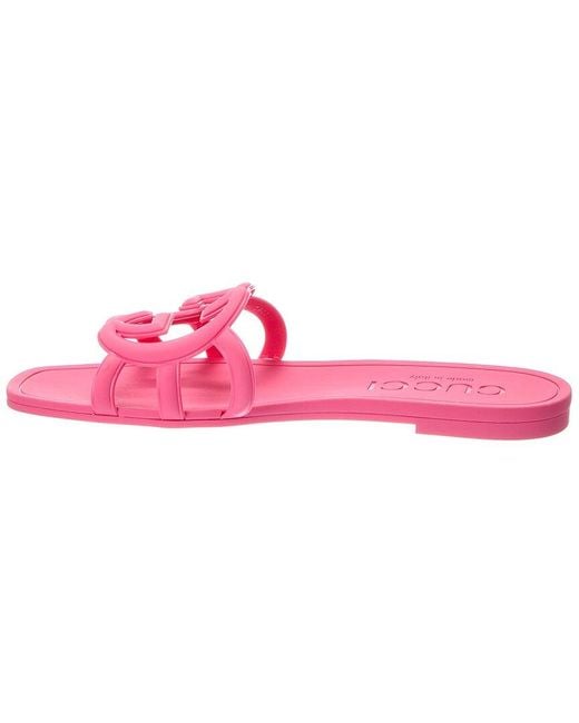 Gucci Pink Interlocking G Rubber Sandal