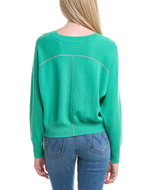 Autumn Cashmere Blue Boxy Crew Back Yoke Cashmere Sweater