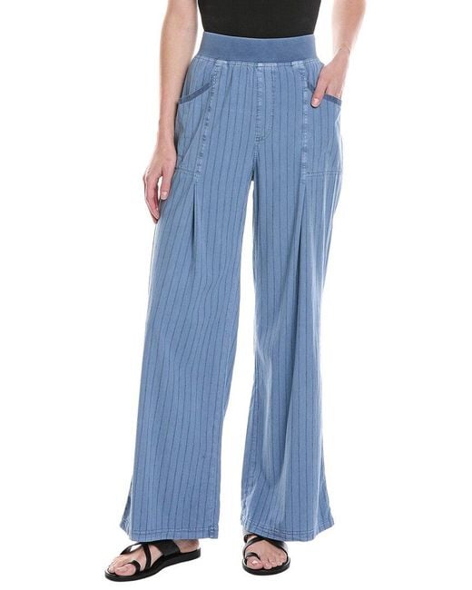XCVI Blue Laughlin Wide Leg Linen-Blend Pant