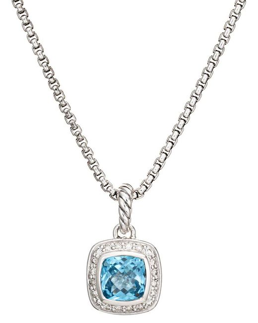 David Yurman Metallic 0.17 Ct. Tw. Diamond & Topaz Pendant Necklace (Authentic Pre-Owned)