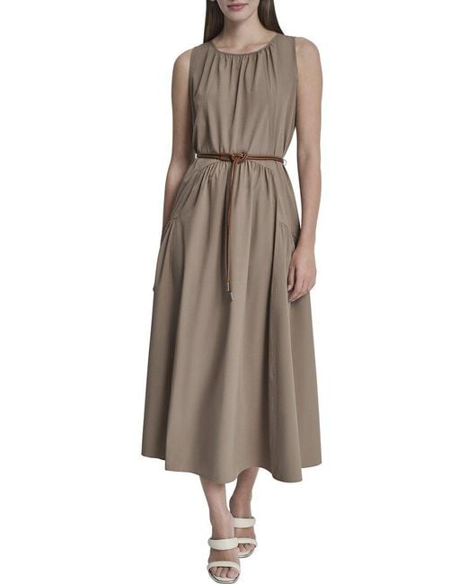 DKNY Brown Drop Waist Midi Dress