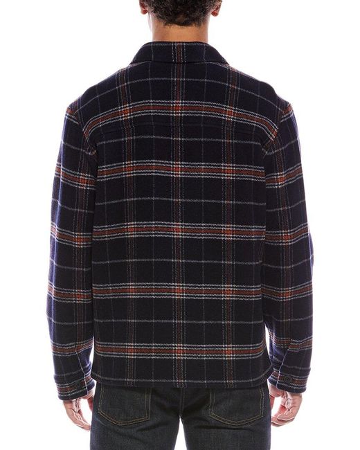 Vince Blue Plaid Wool-Blend Shirt Jacket for men