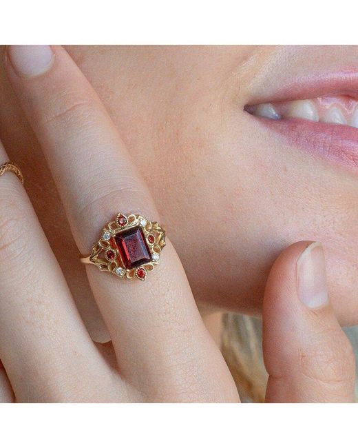 Kai Fine Jewelry White 14K 1.86 Ct. Tw. Diamond & Garnet Cocktail Ring