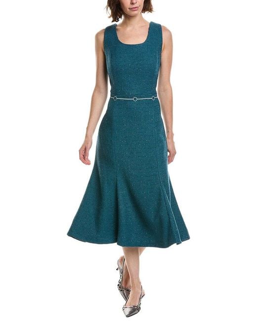 Pascale La Mode Blue Sleeveless Tweed Midi Dress