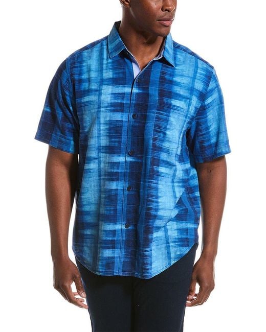 Tommy Bahama Blue Shibori Bay Silk Shirt for men