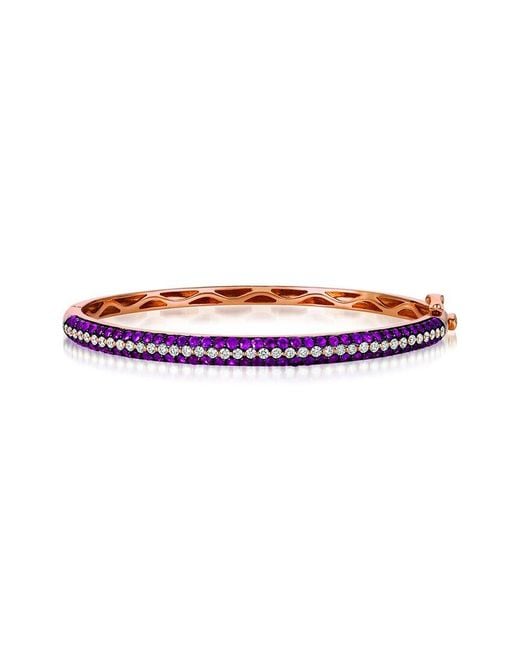 Le Vian Purple Le Vian 14k Rose Gold 3.26 Ct. Tw. Diamond & Ruby Bangle Bracelet