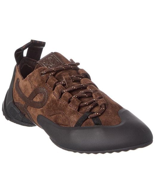 Loewe Brown Logo Suede Sneaker