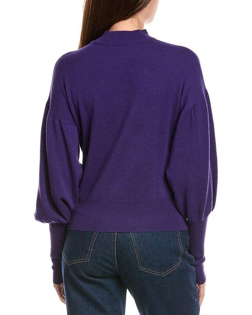 Autumn Cashmere Purple Mock Neck Drop-Shoulder Cashmere Sweater