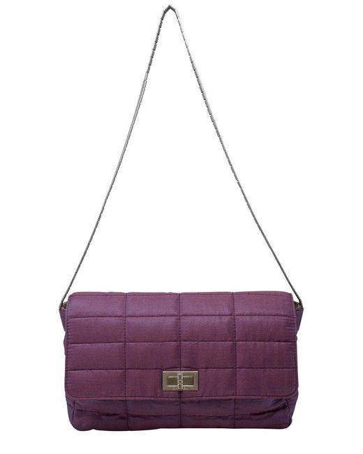 Chanel Purple Limited Edition Quilted Nylon Mademoiselle Single Flap Bag (Authentic Pre-Owned)