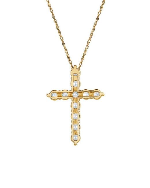 Lab Grown Diamonds Metallic 14K 1.00 Ct. Tw. Lab-Grown Diamond Cross Pendant