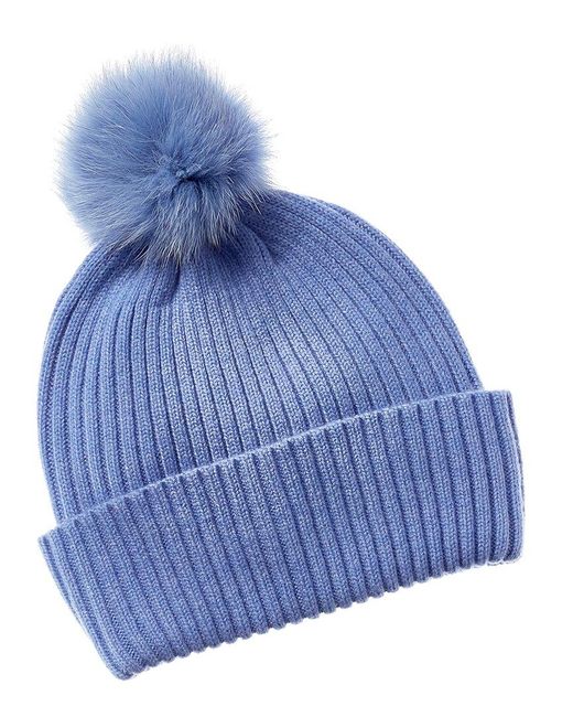 Sofiacashmere Blue Ribbed Cashmere Hat