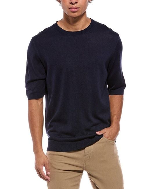 Isaia Blue Silk Crewneck Sweater for men