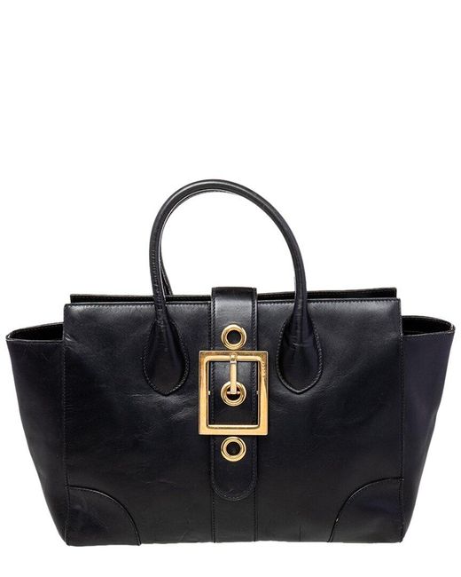 Gucci Black Leather Lady Buckle Tote (Authentic Pre-Owned)