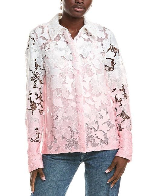 Oscar de la Renta Red Silk-Lined Blouse
