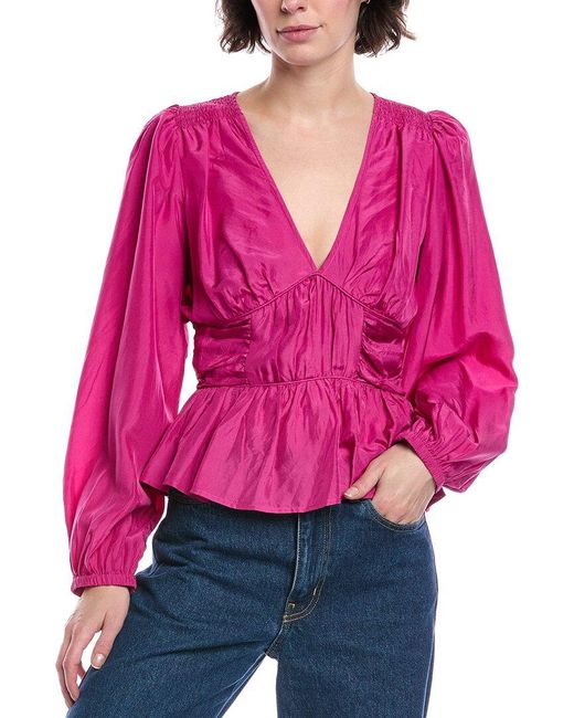Sea Red Fabiola Silk Top