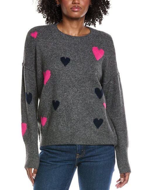 Cece Gray Heart Pattern Sweater