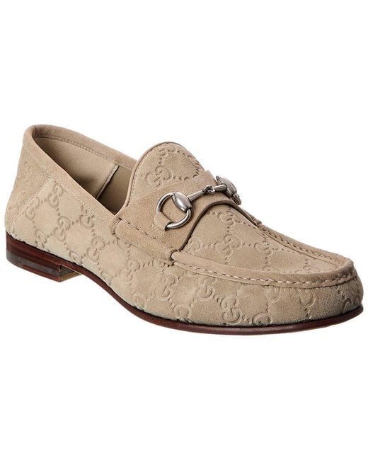 Gucci White Horsebit 1953 Gg Suede Loafer for men