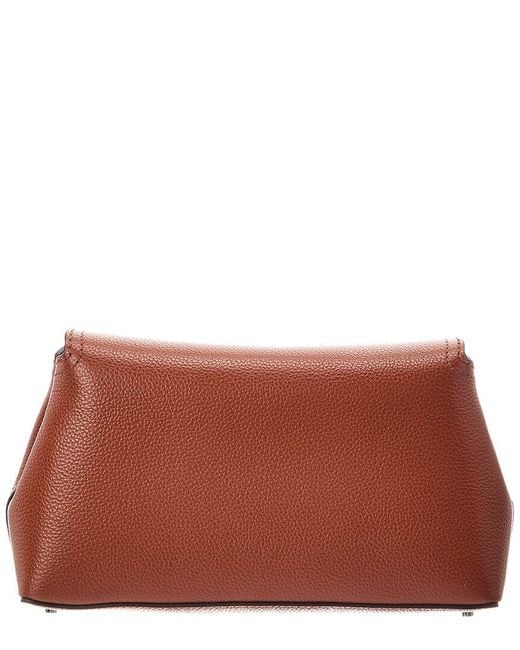 Totême Brown T-Lock Leather Clutch