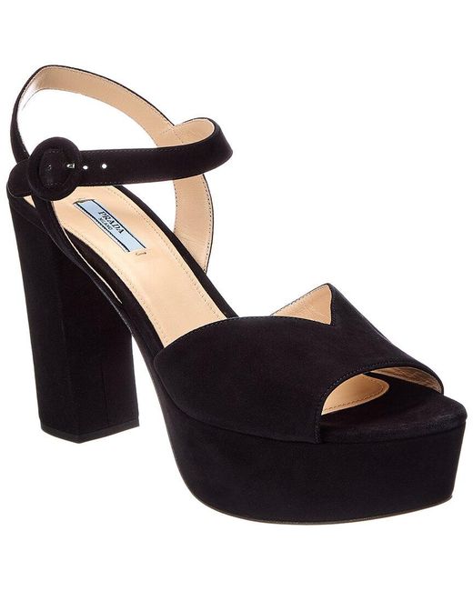 Prada Black 105 Platform Suede Sandal