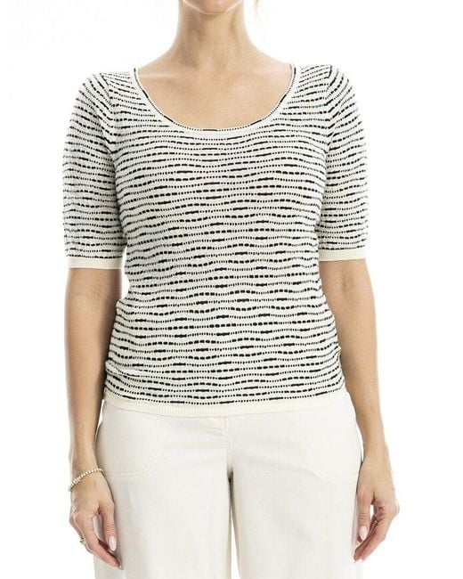 Max Studio White Textured Top