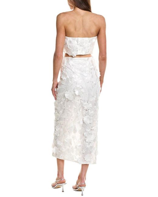 Endless Rose White 2Pc Floral Embroidered Bandeau Top & Maxi Skirt Set
