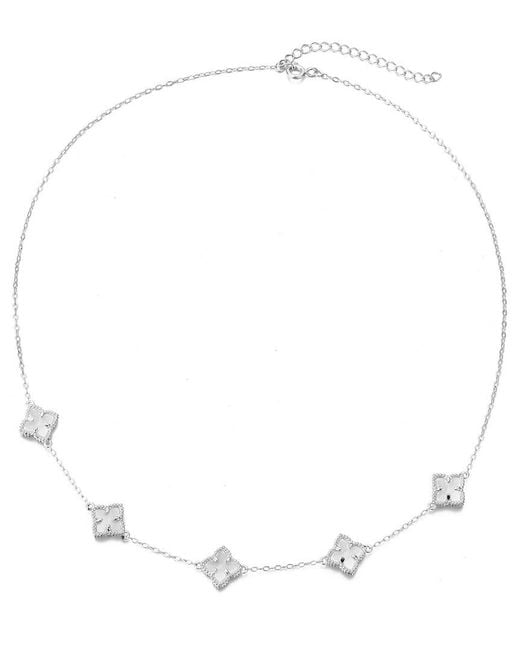 Adornia White Plated Mother-Of-Pearl Floral Station Necklace