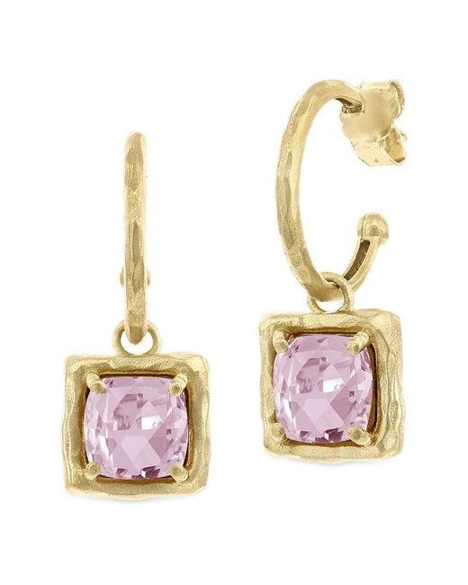 Reiss Metallic 14k 4.00 Ct. Tw. Rose Quartz Charm Earrings