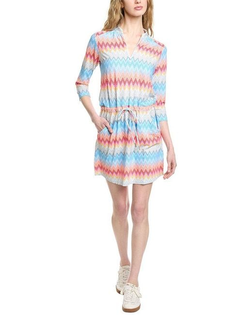 IBKUL Blue 3/4-Sleeve Drawstring Dress
