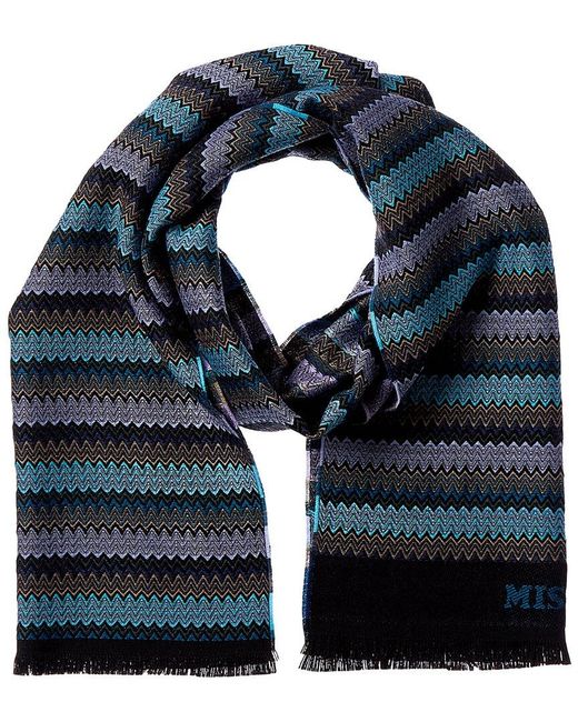 Missoni Blue Wool-Blend Scarf