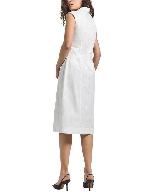 10 Crosby Derek Lam White Nera Ruched Button Down Dress
