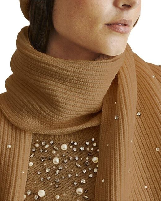 Tanya Taylor Natural Mae Embellished Alpaca & Wool-Blend Scarf