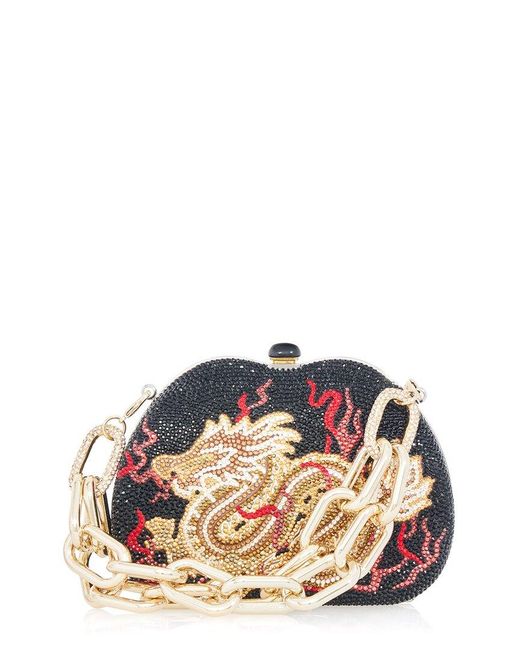 Judith Leiber Blue Curved Pouch Dragon's Fire Clutch
