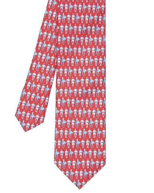 J.McLaughlin Red Horseman Silk Tie for men