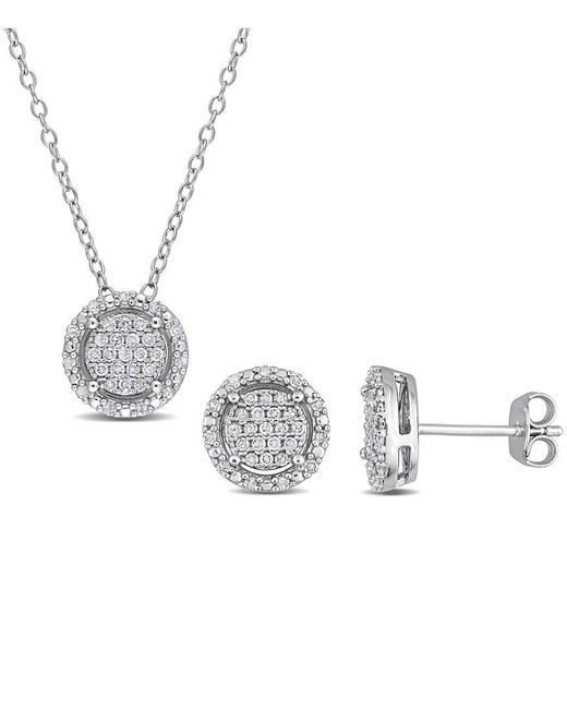 Rina Limor Metallic 0.45 Ct. Tw. Diamond Earrings & Necklace Set